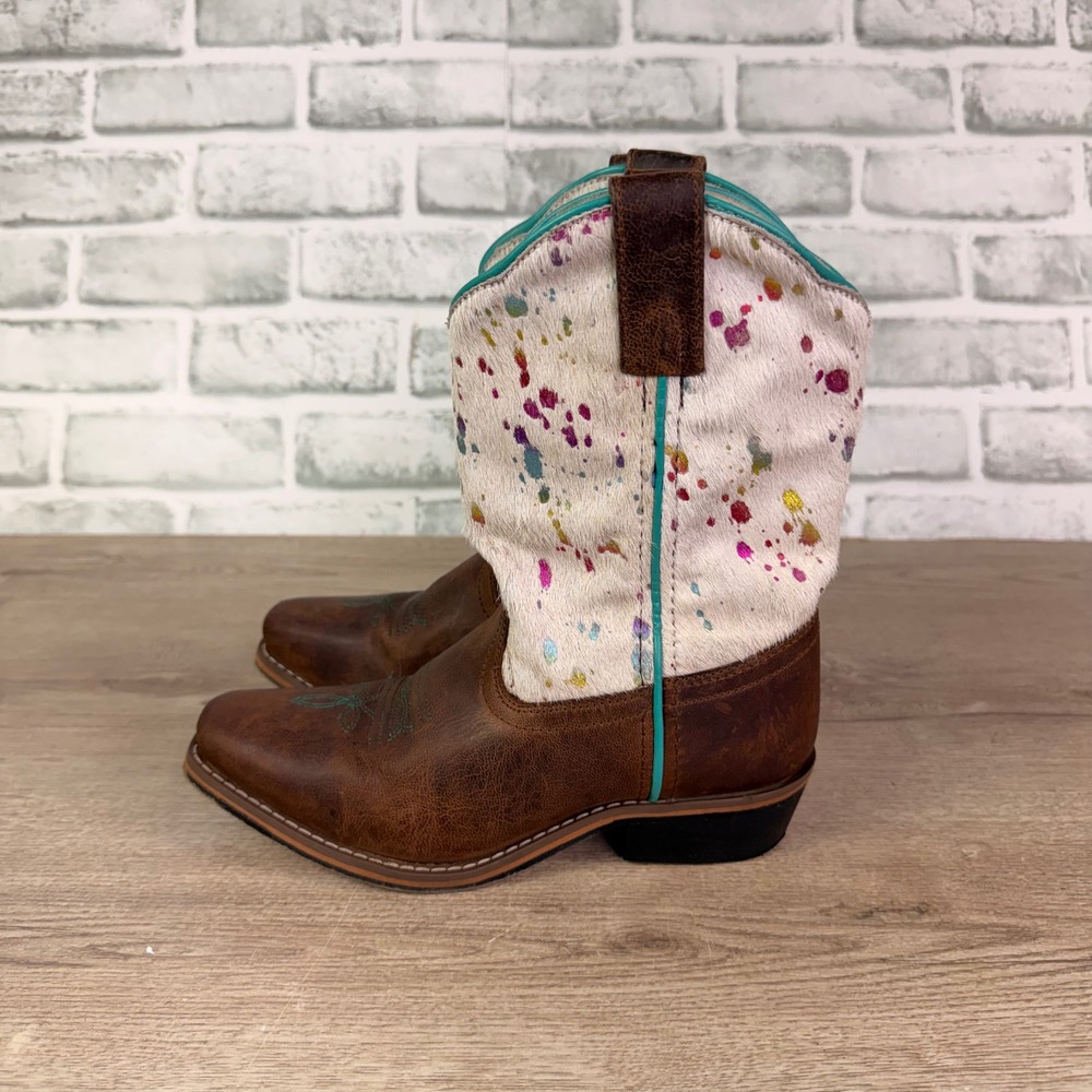 Dan Post Paint Splatter Cowgirl Boots Brown Multi Kids 3D DPC2908